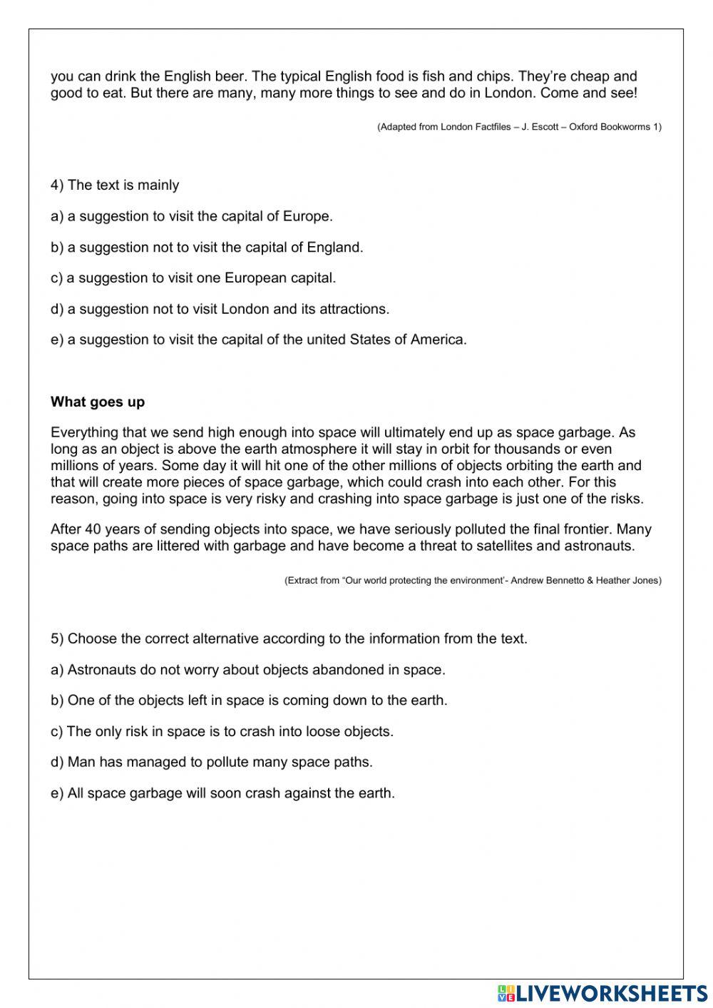 Avaliação bimestral de inglês 3º ano em - 3º bimestre