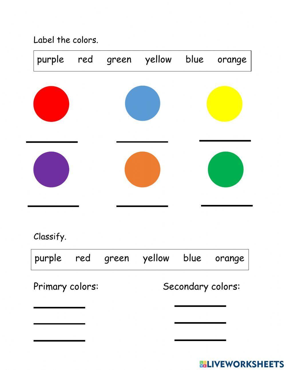 Primary and Secondary colors