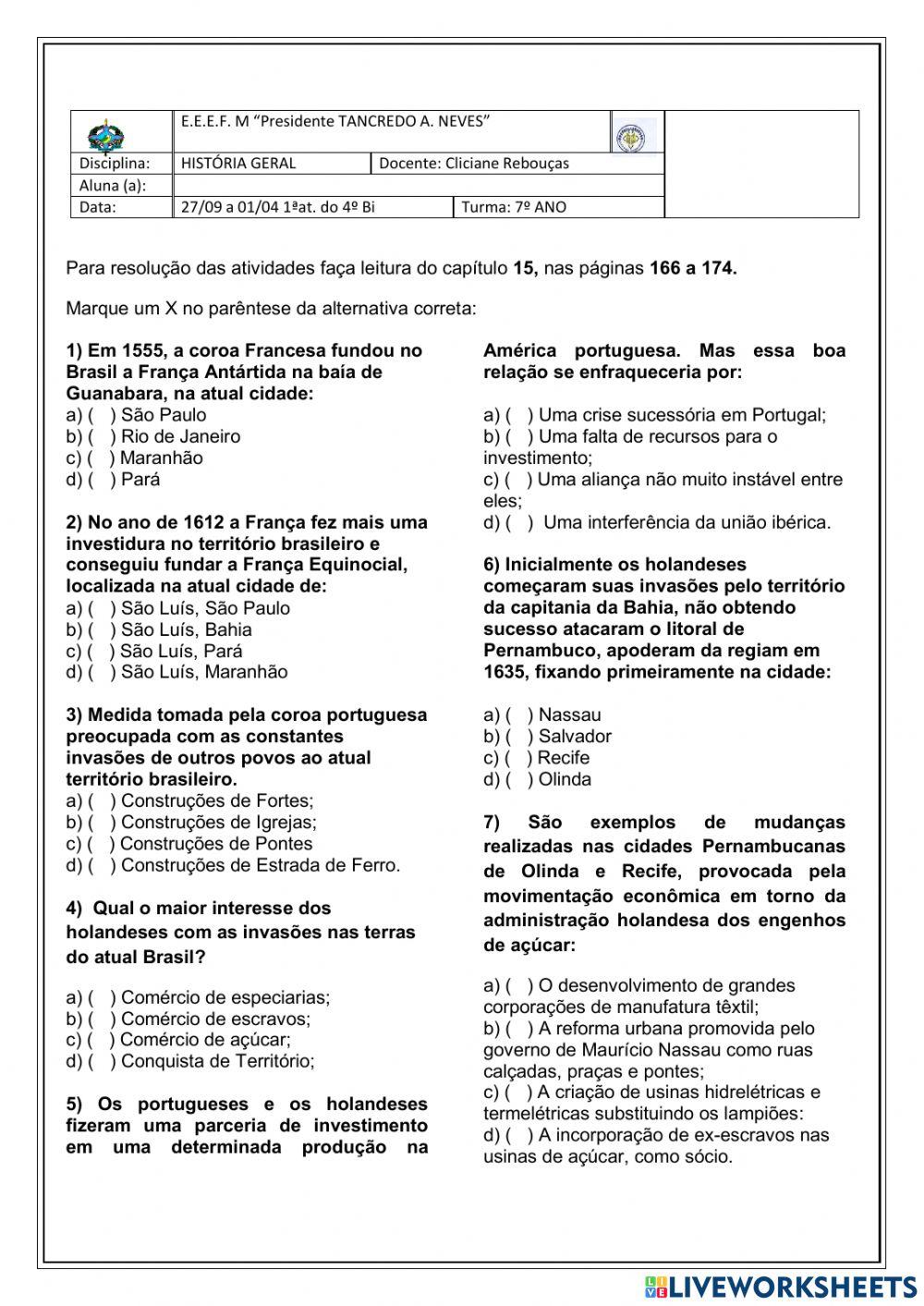Invasões holandesas e francesas ao Brasil