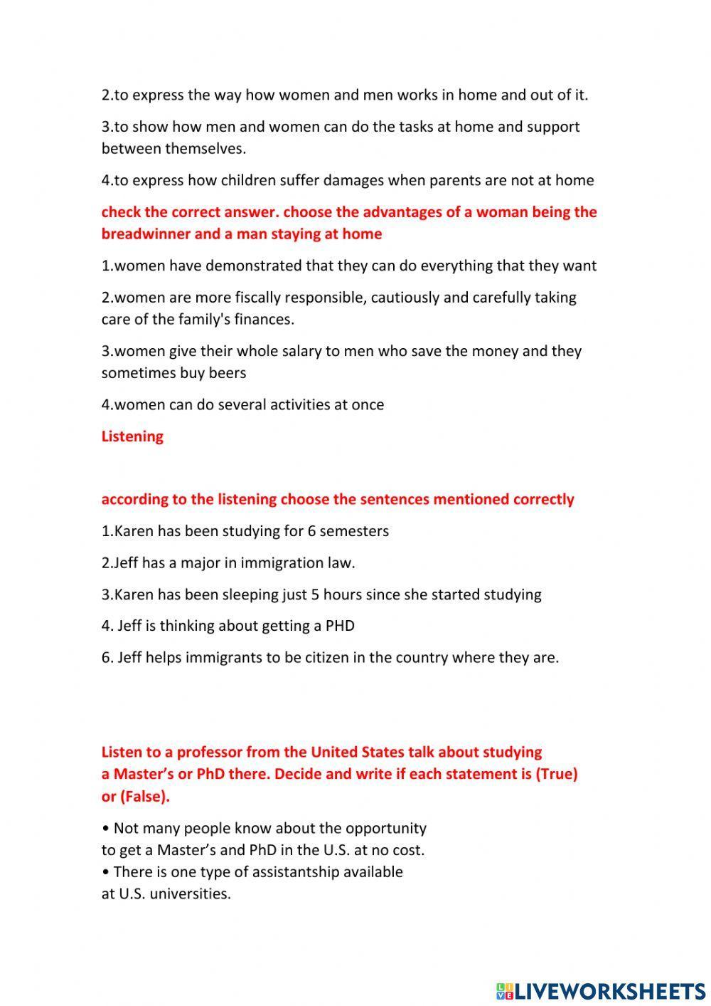 Reading and listening