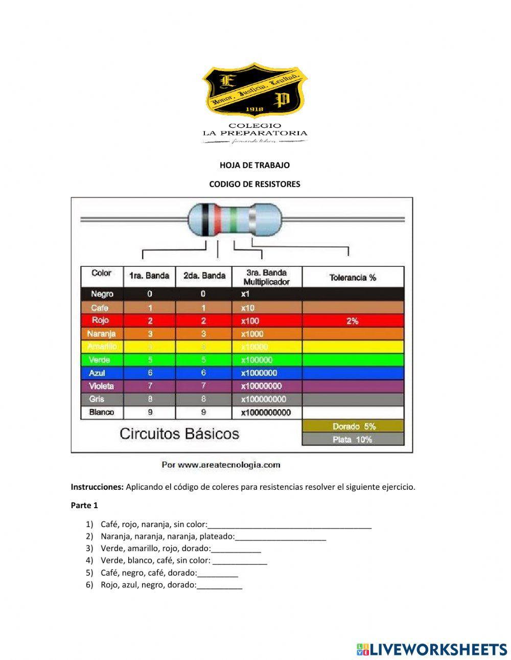 Código de Colores para resistencias