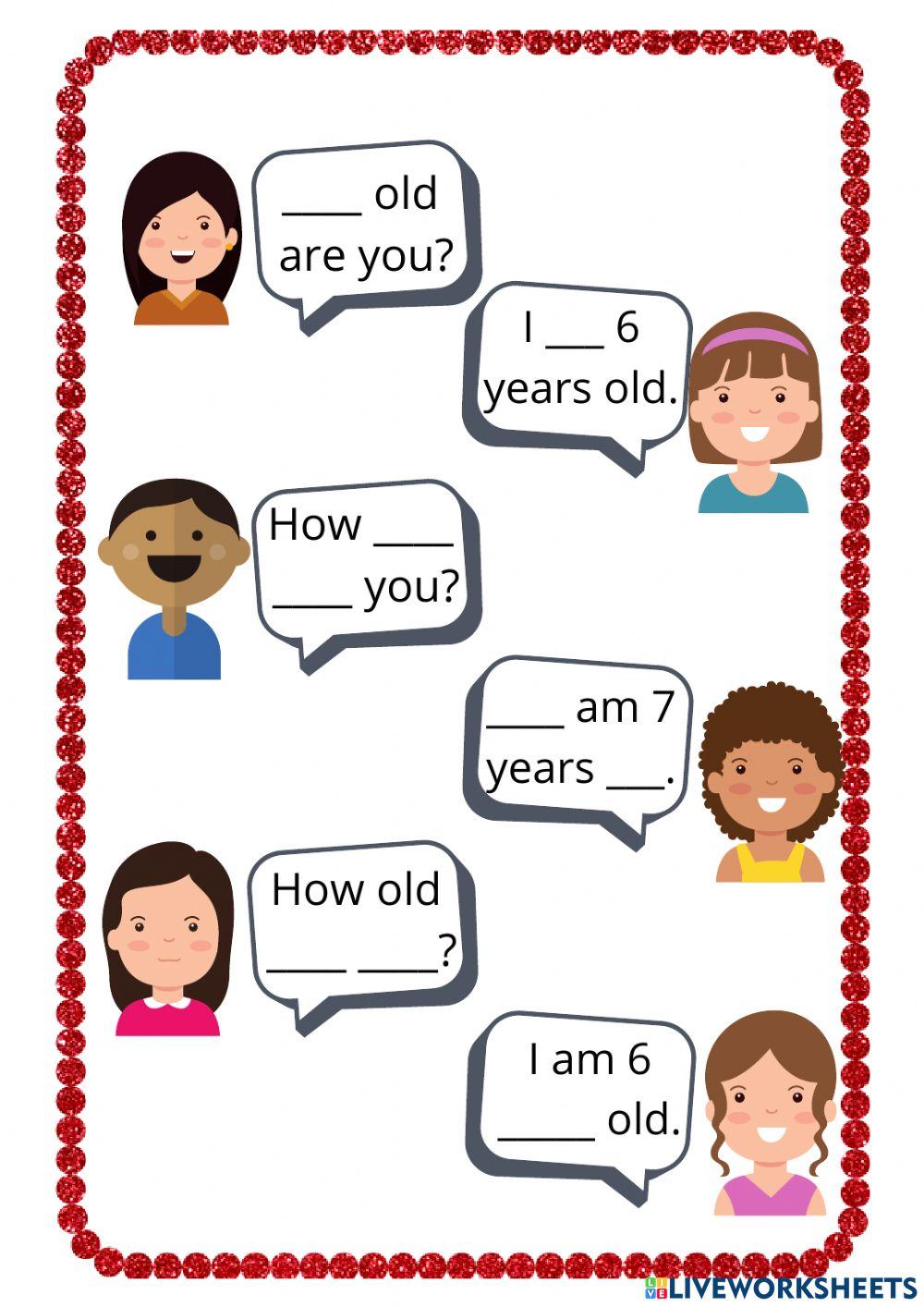 How old are you? online pdf worksheet | Live Worksheets