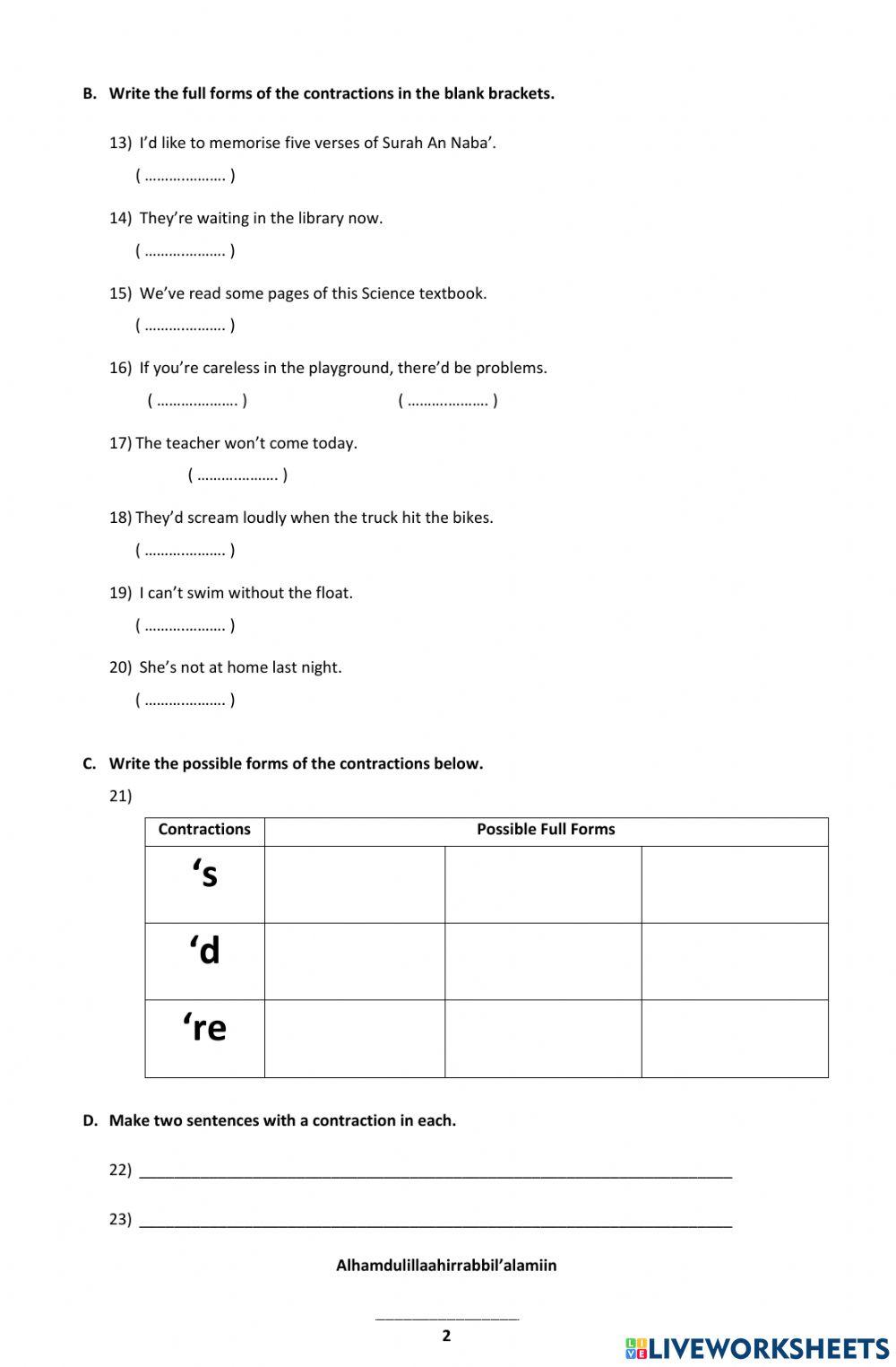 English Contraction and Dialogue