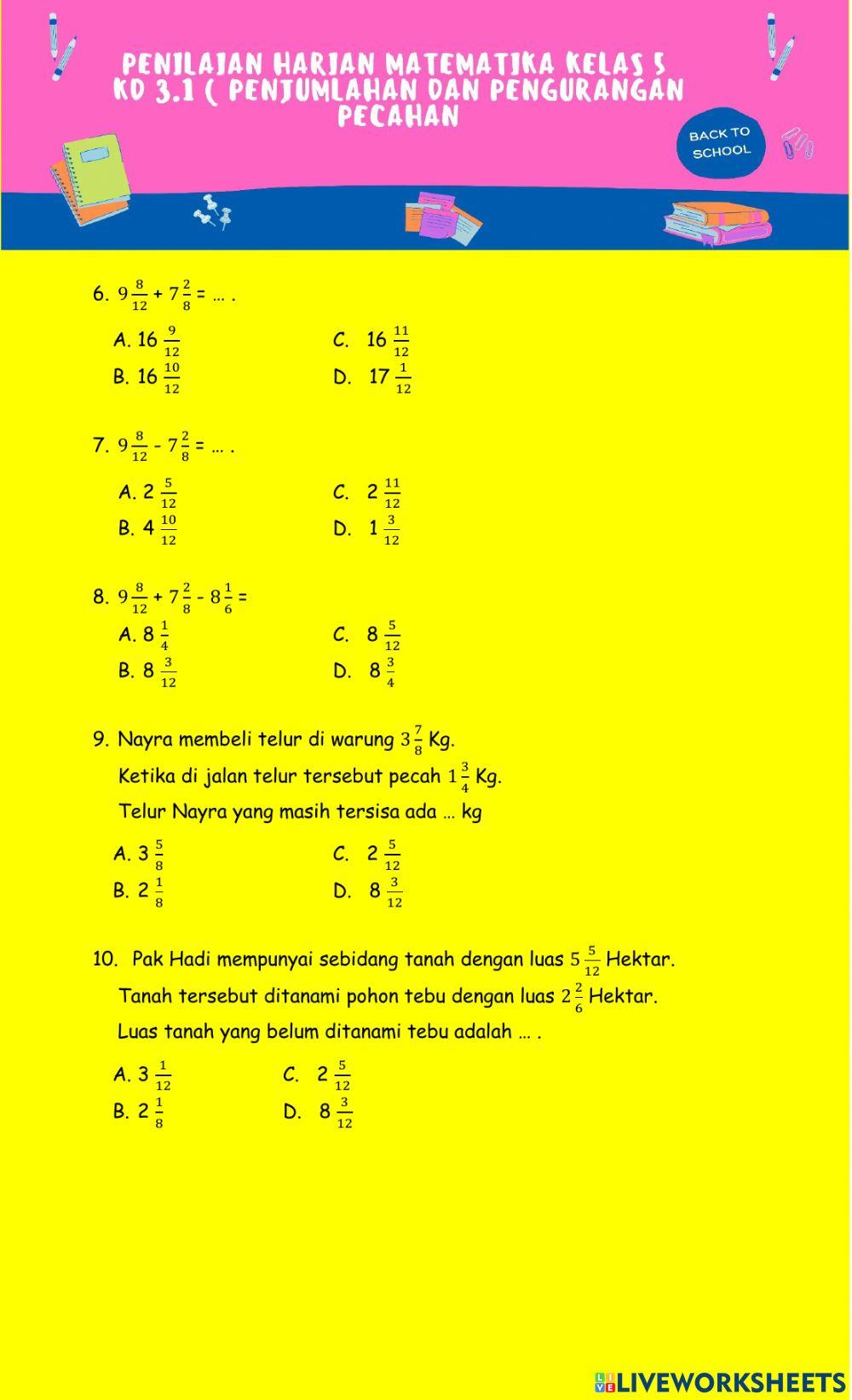 Penilaian harian matematika