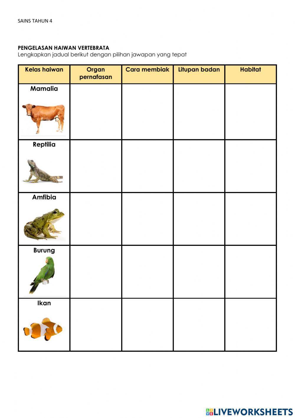 Sains tahun 4 : Haiwan Vertebrata