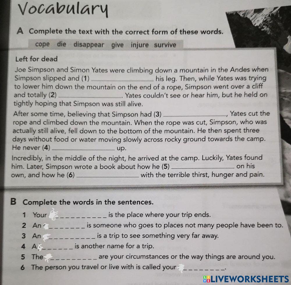 Unit 7 workbook close up vocab