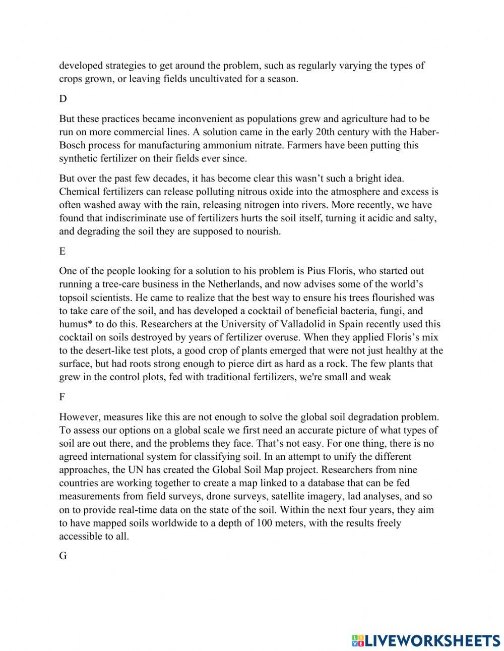 IELTS - Practice - Reading Passage -  Saving the soil