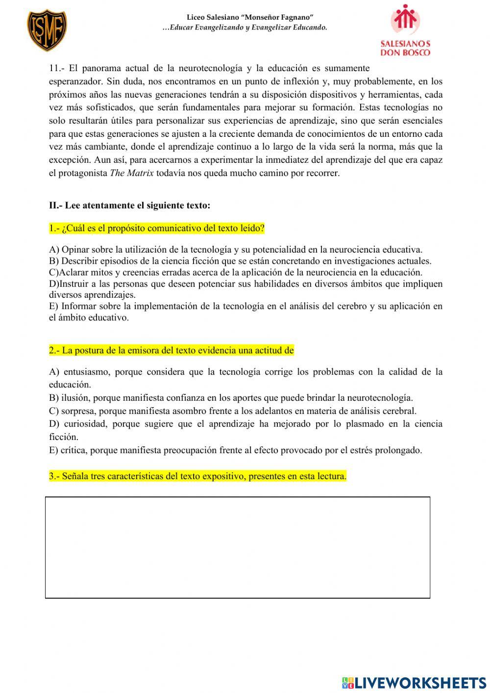 Guía de aprendizaje -  tercero medio