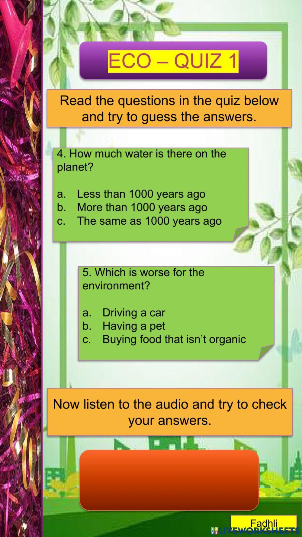 Listening: Environment Quiz