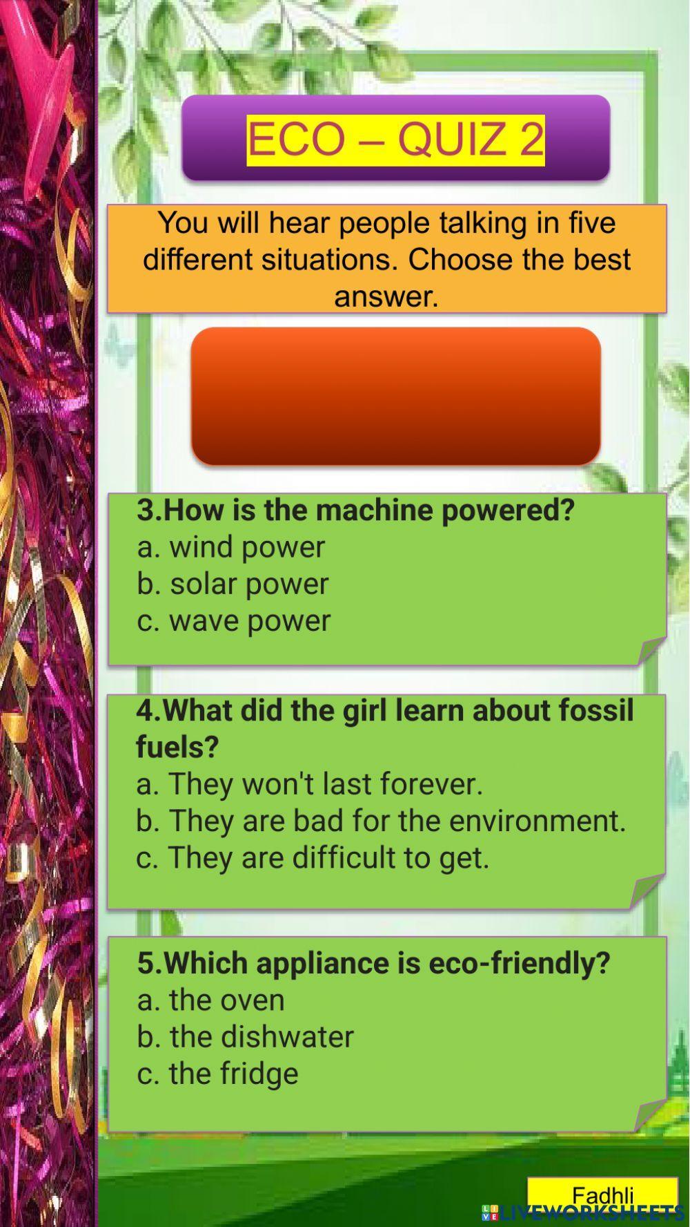 Listening: Environment Quiz