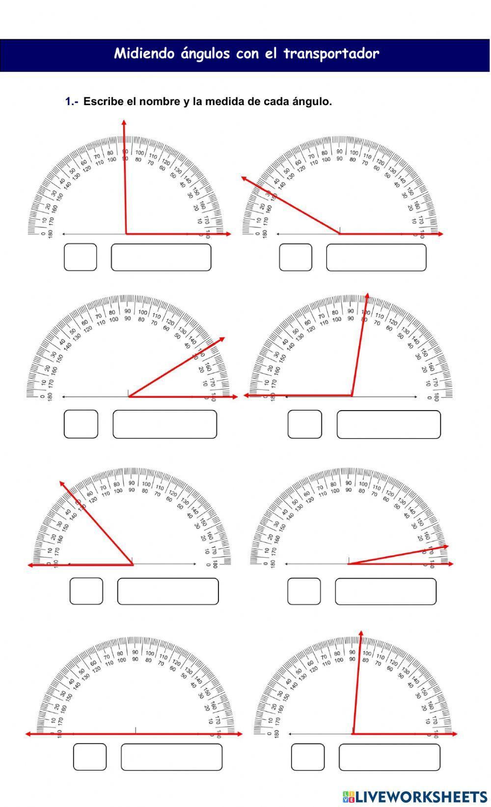Midiendo ángulos con el transportador