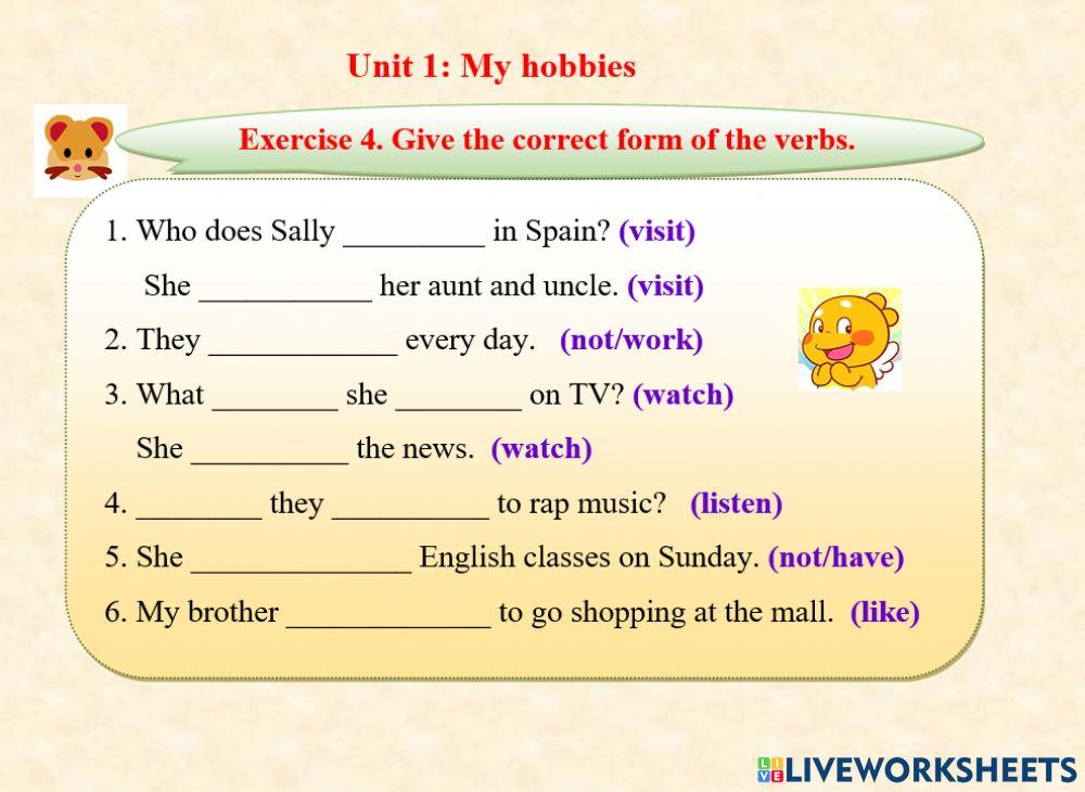 Exercise 4 (present simple) -unit 1