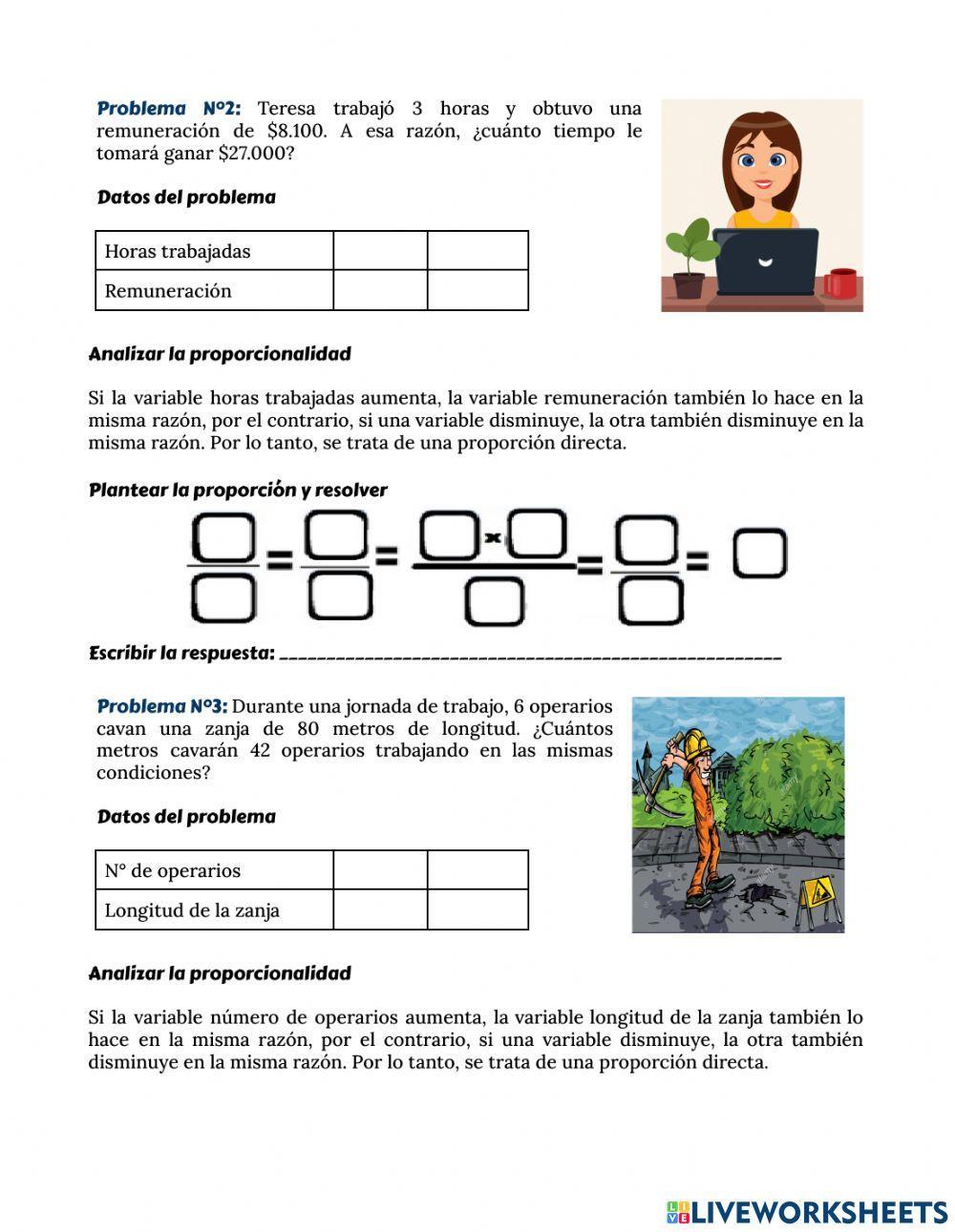 Ficha N°3:Regla de tres simple directa