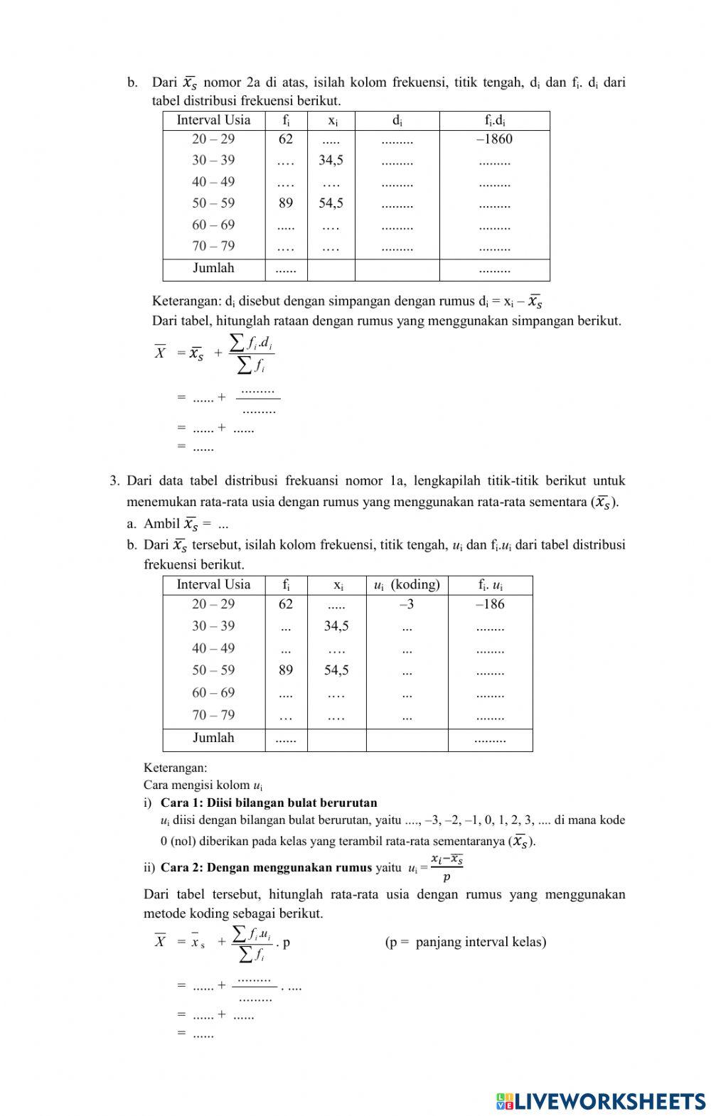 LKPD Mean online exercise for | Live Worksheets