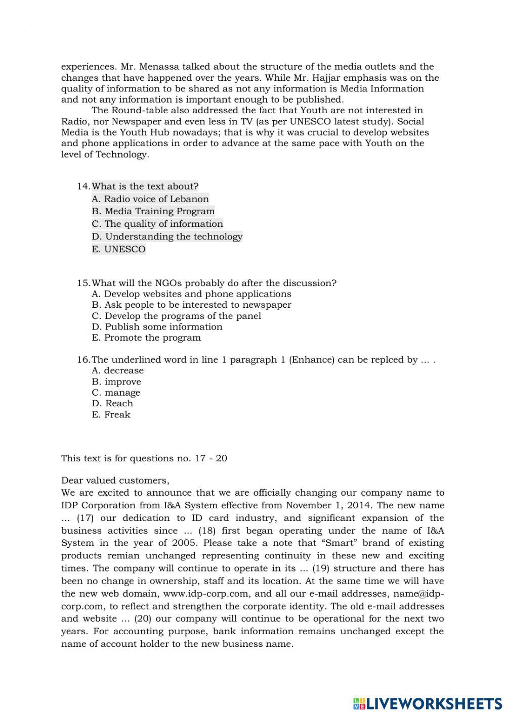 Pts xii bahasa inngris 2021