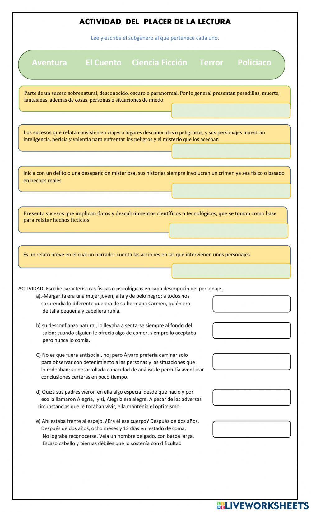 Actividad  del  placer de la lectura