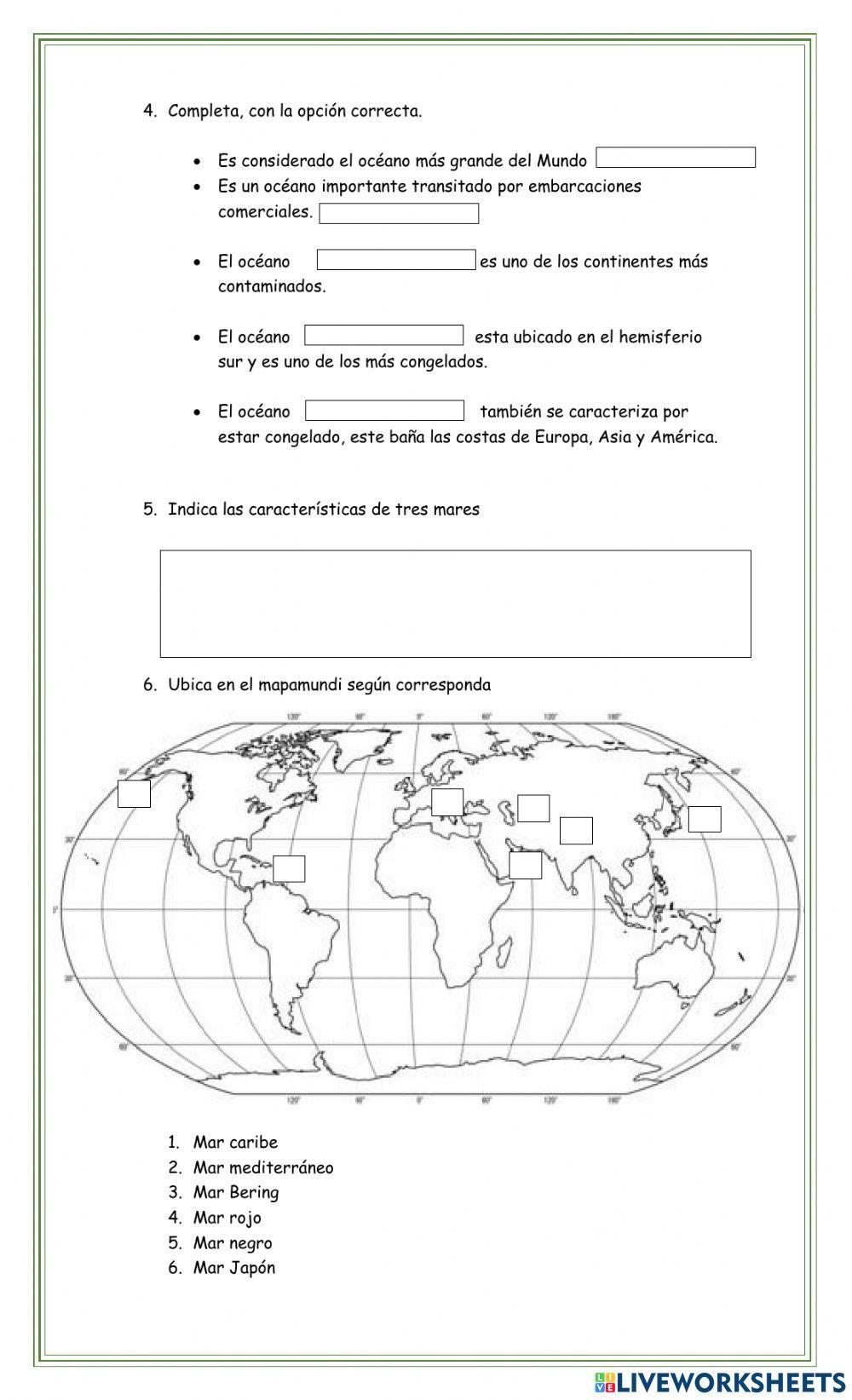 Contiente , mares y oceanos