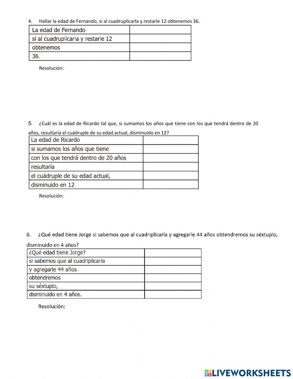 Planteo de ecuaciones