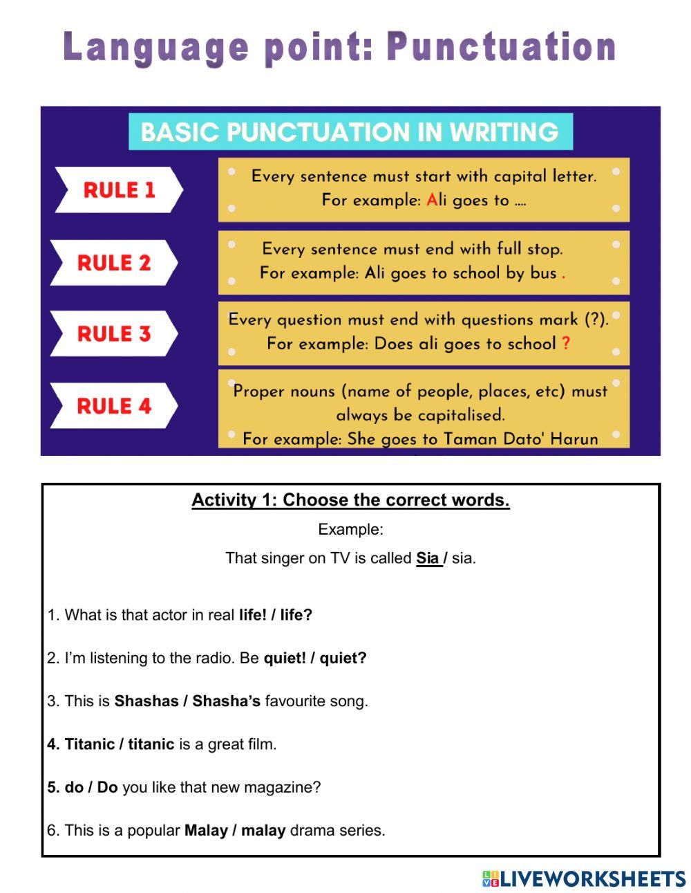 Unit 7: growing up (PUNCTUATION EXERCISE)