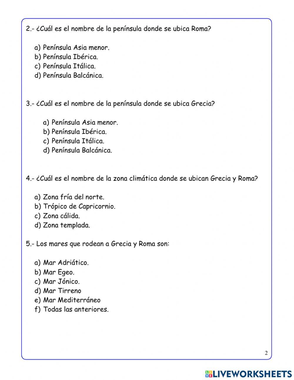 Roma y Grecia, ubicación