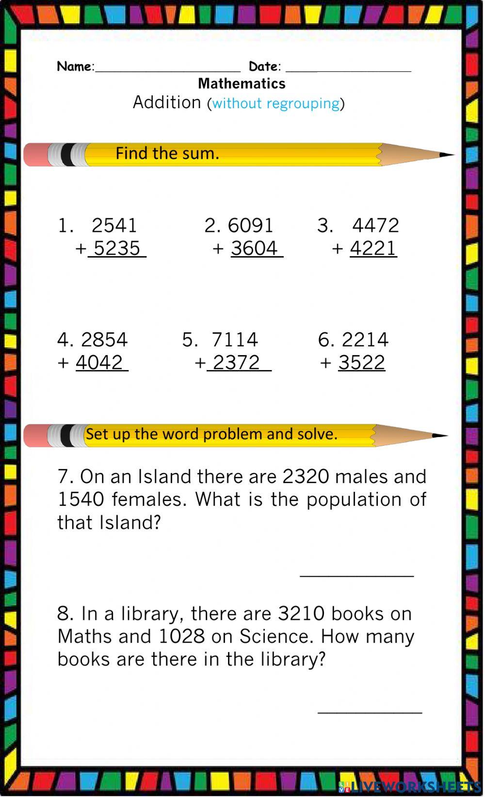 Addition without Regrouping