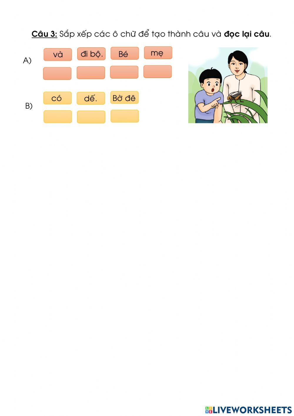 Ôn tập TV lớp 1 CĐ 3