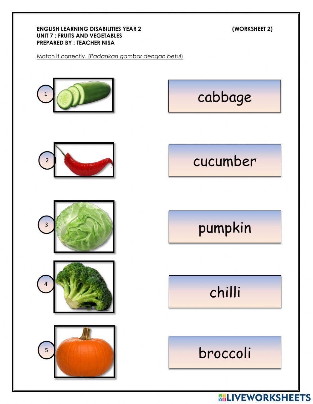 Fruits and vegetables (Vegetables)