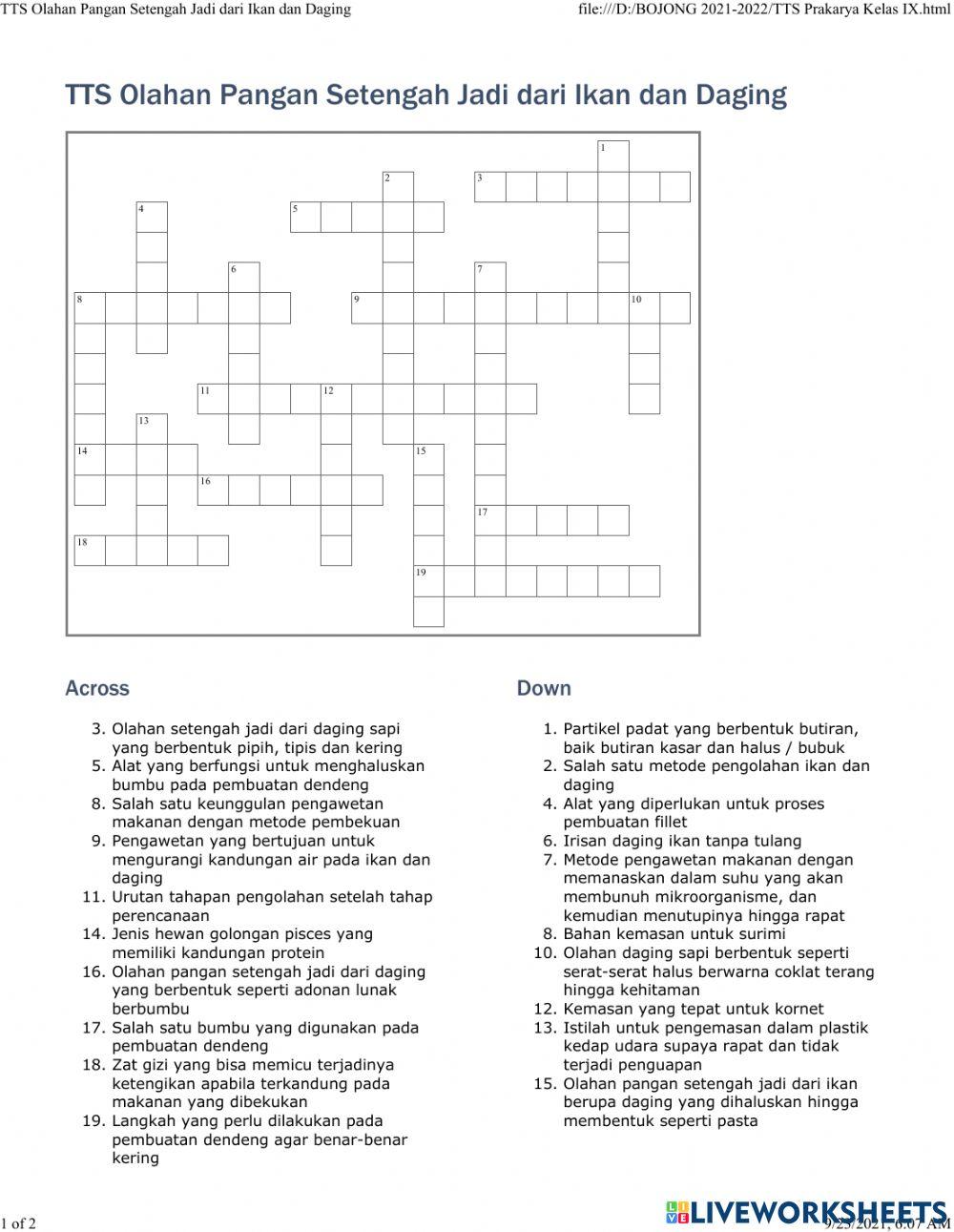 TTS Olahan Setengah Jadi dari Daging dan Ikan worksheet Live Worksheets