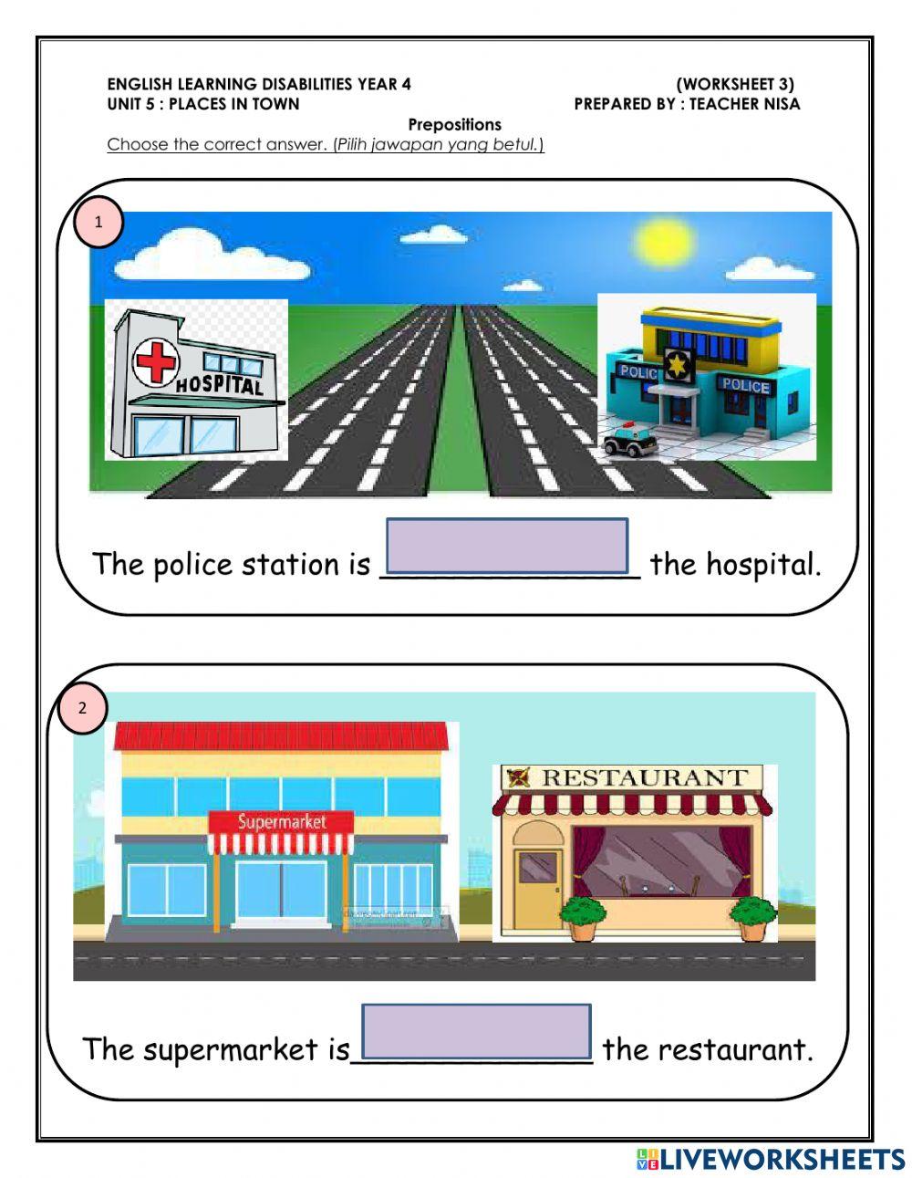Places in my town (5 Senses & Prepositions)