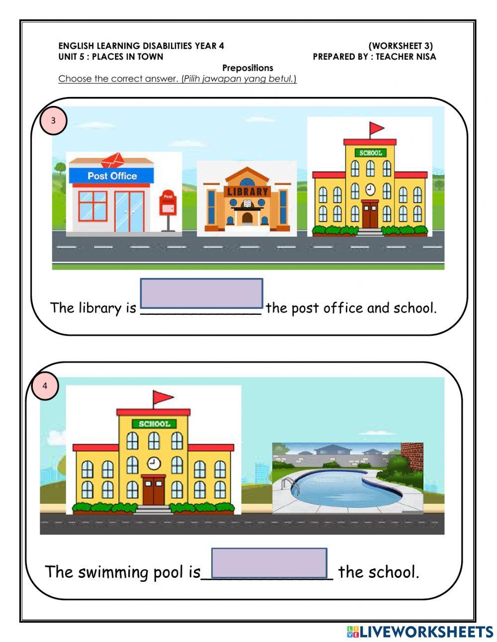 Places in my town (5 Senses & Prepositions)