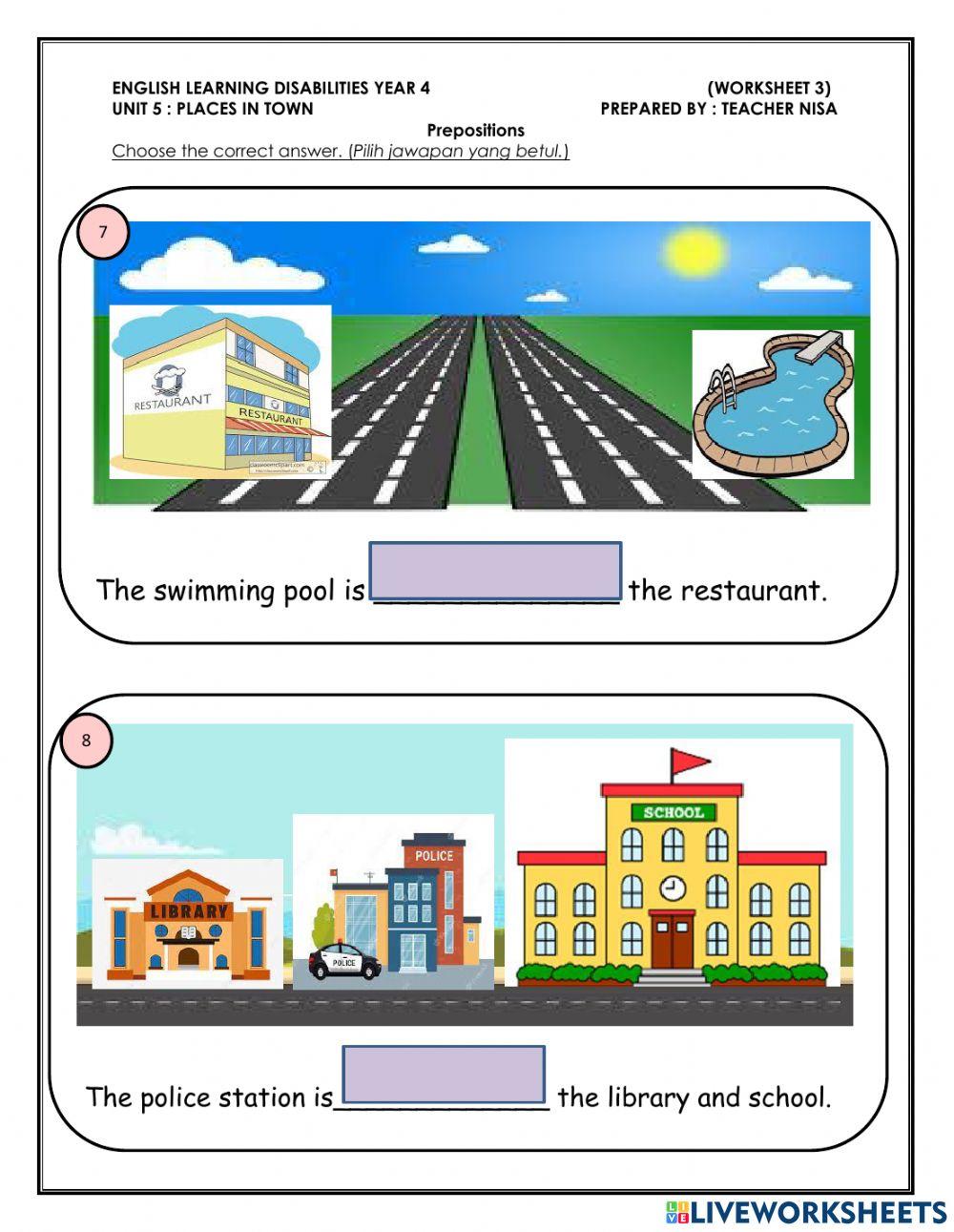 Places in my town (5 Senses & Prepositions)
