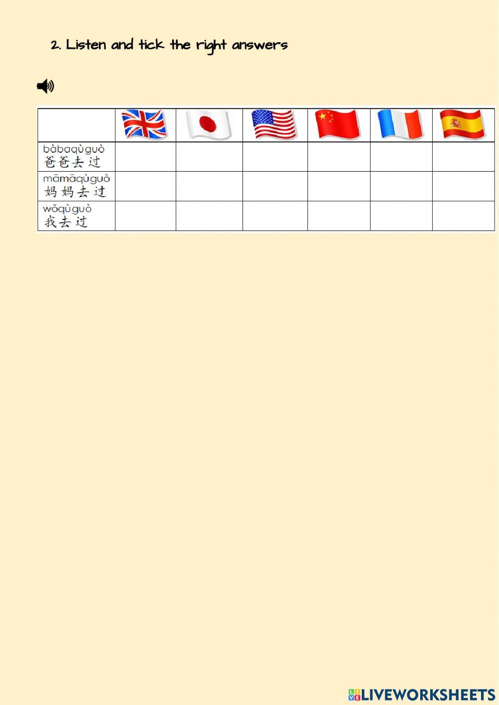 Listening  Y6-Unit 1: Countries and Languages