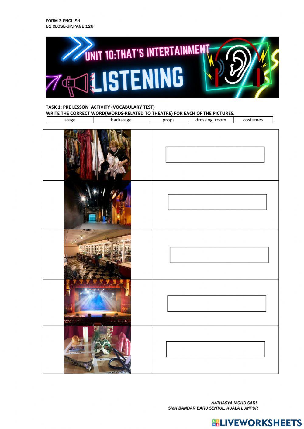 Unit 10 :that's entertainment (listening)