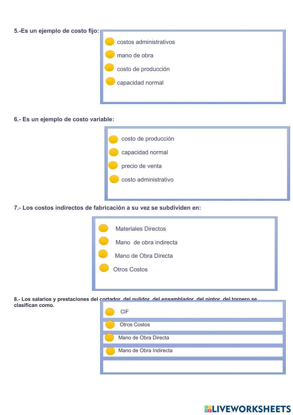 Elementos del costo Elementos del costo