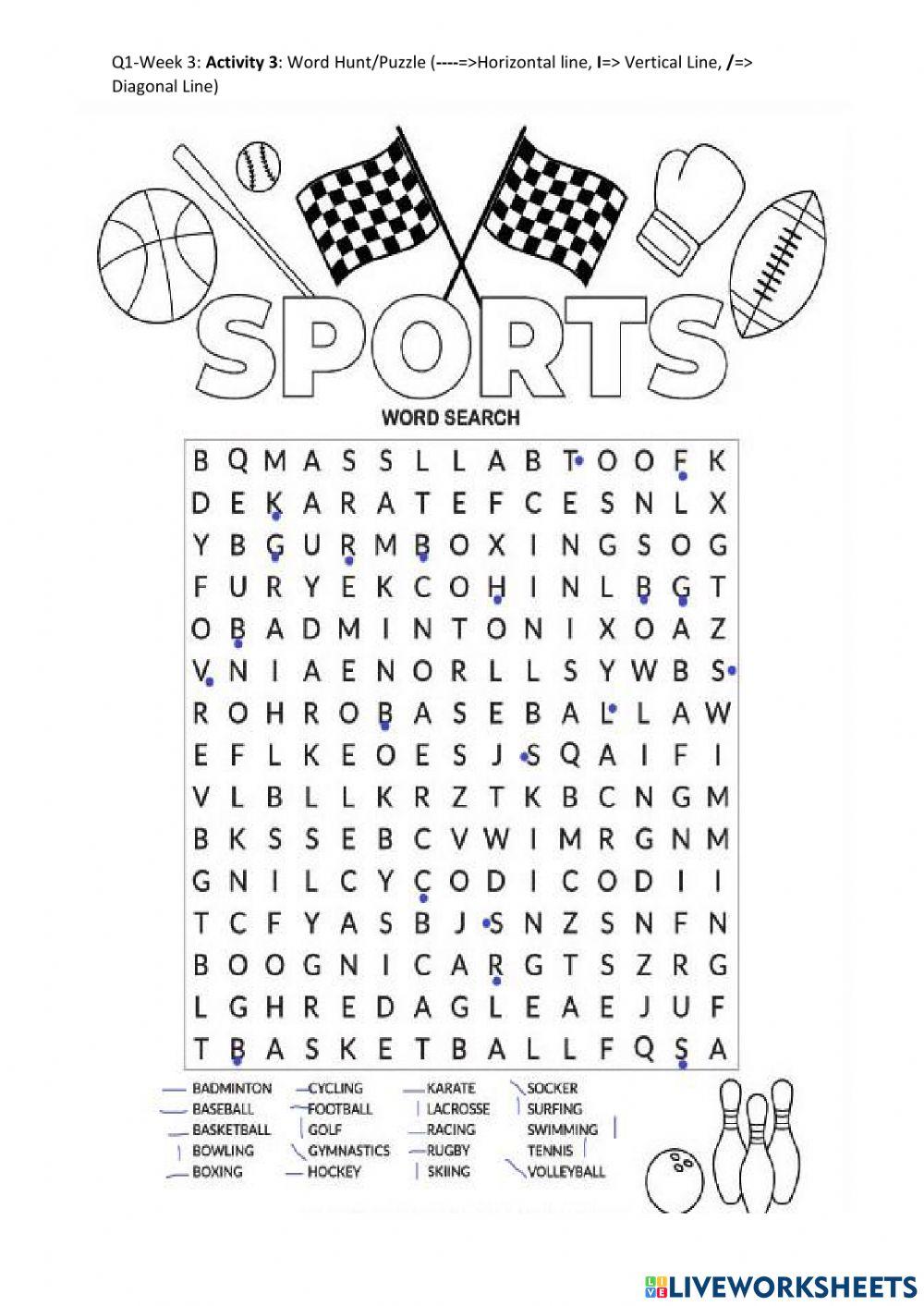 Sports: Word Hunt-Puzzle