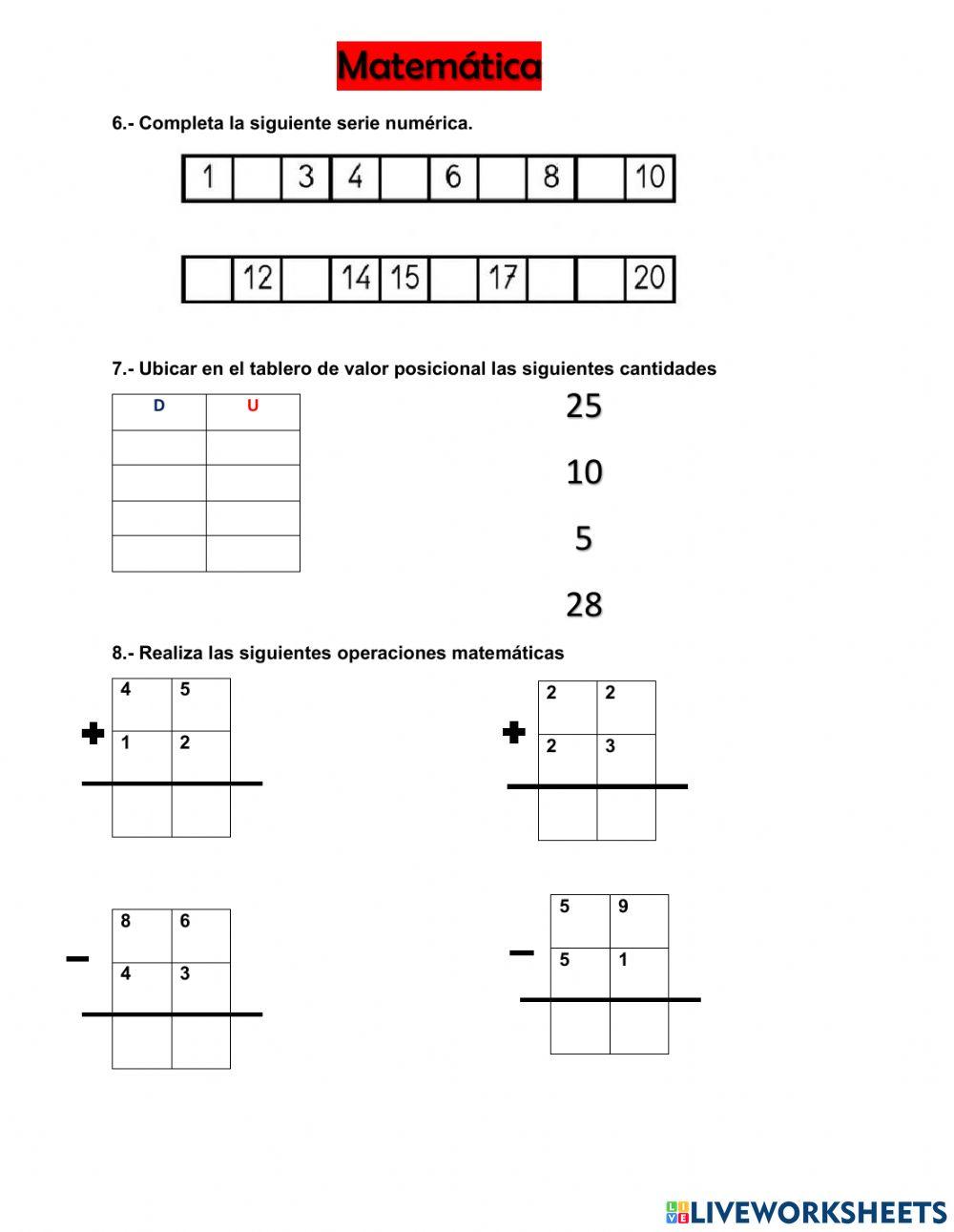 Evaluación de Lengua y Matemática para 2do grado