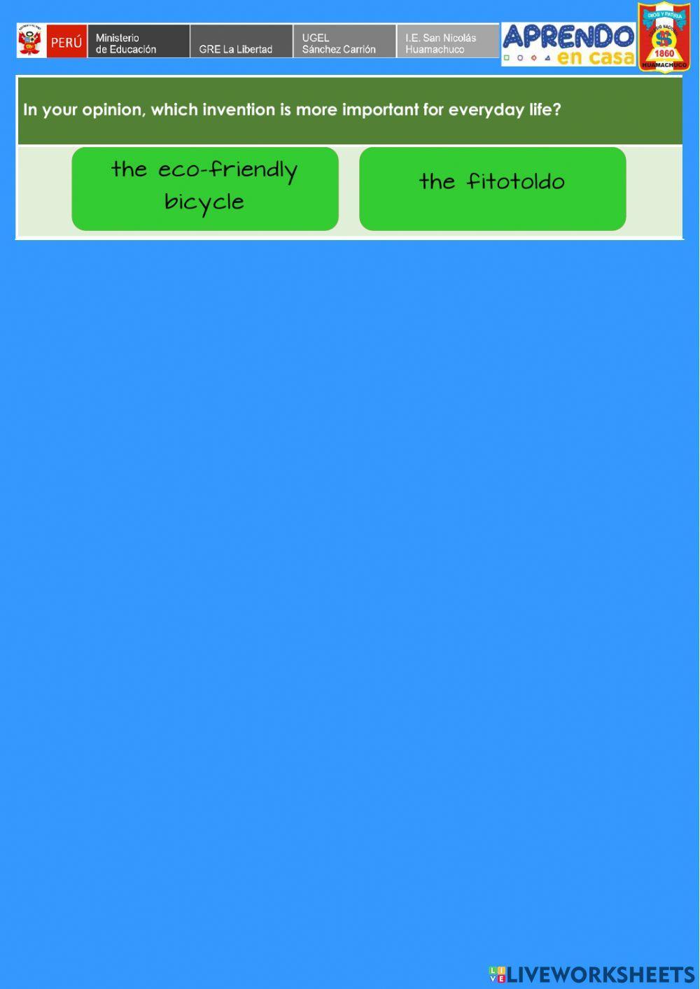 Week 25 - ENGLISH A1 - Experience 7 - Activity 1. Cool Inventions