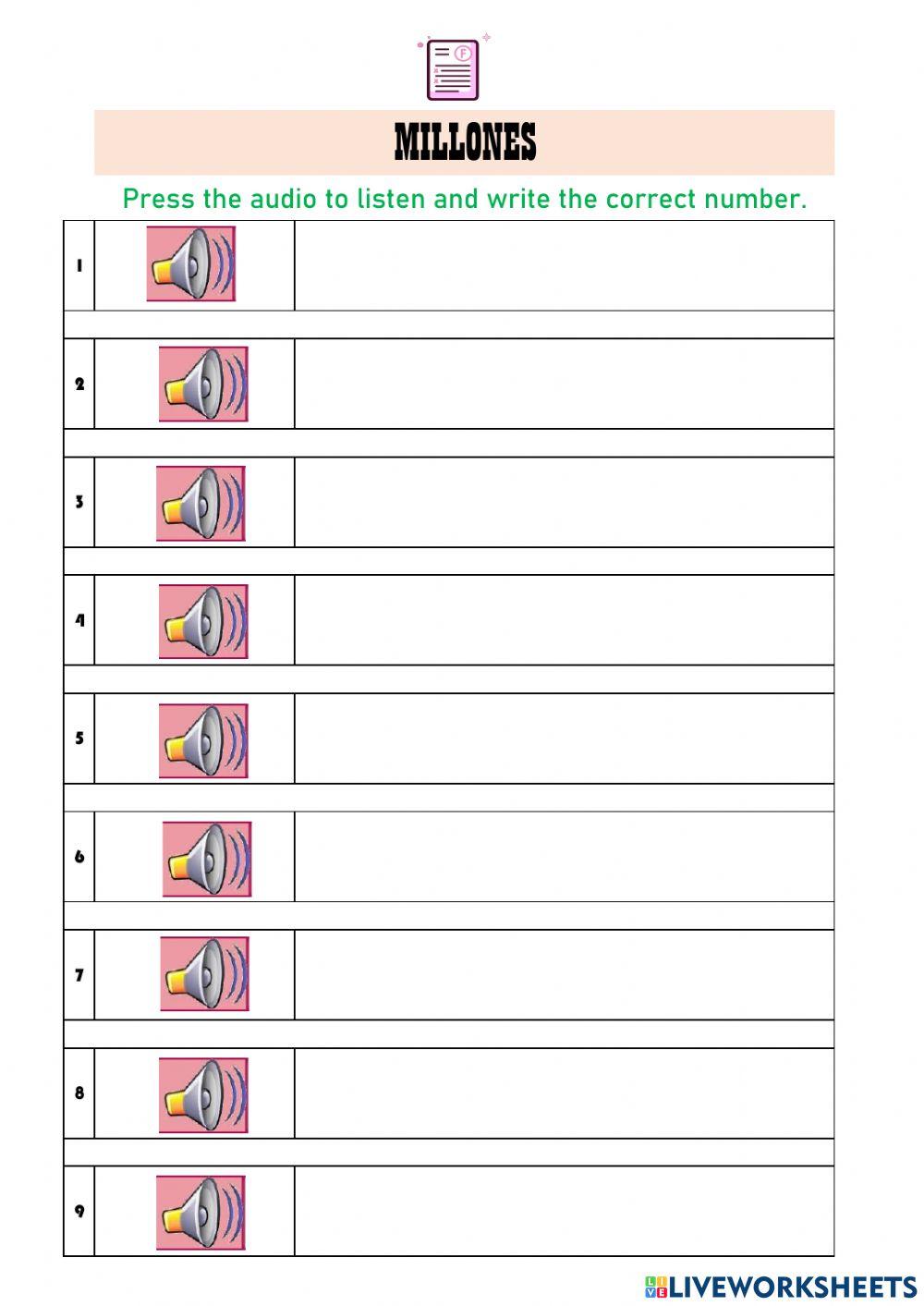 Escritura de números hasta 9 cifras