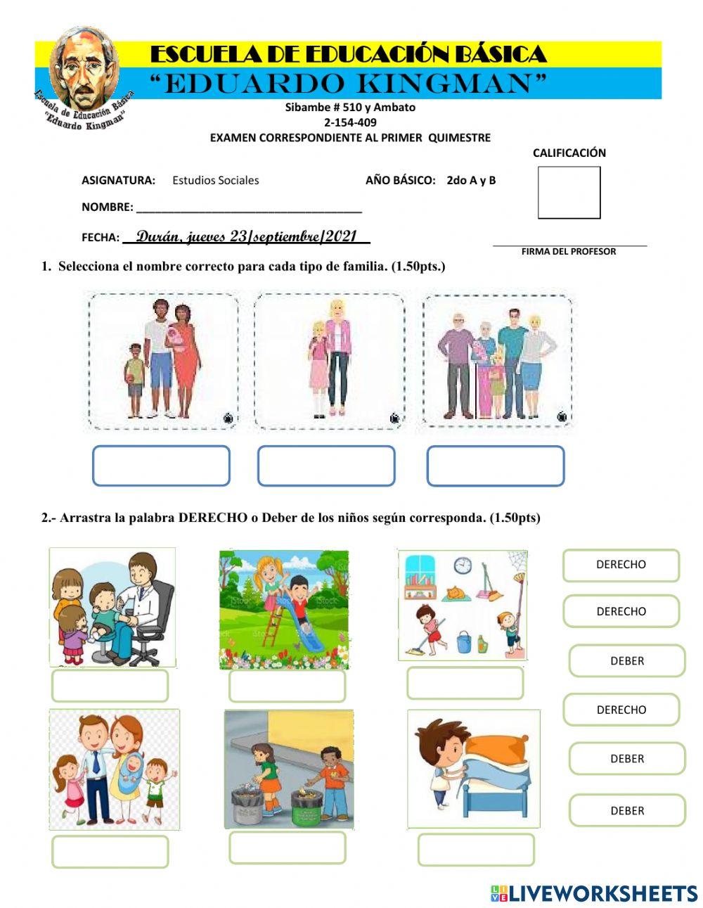 Evaluación Sociales 1er Quimestre