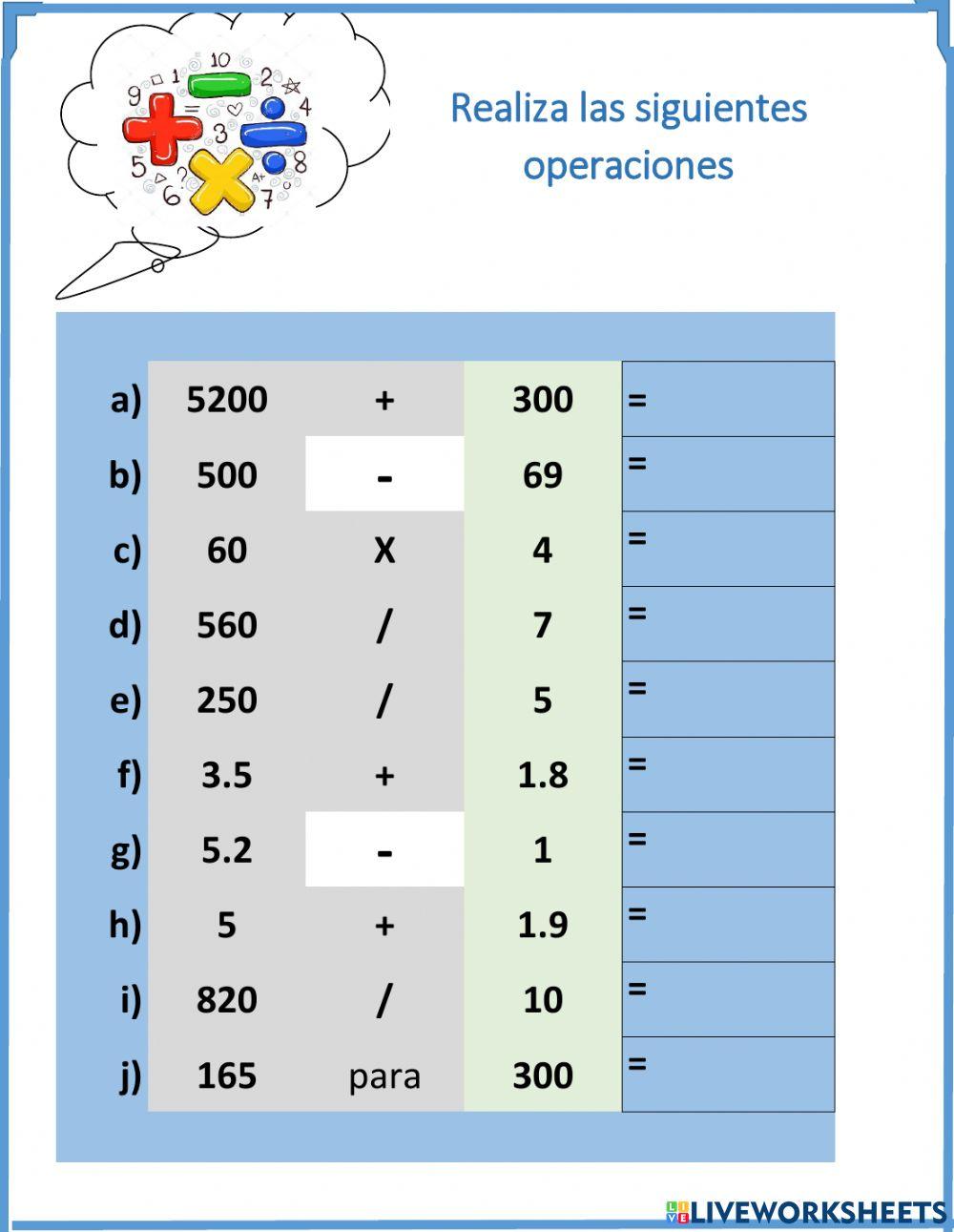 Cálculo mental 4° grado