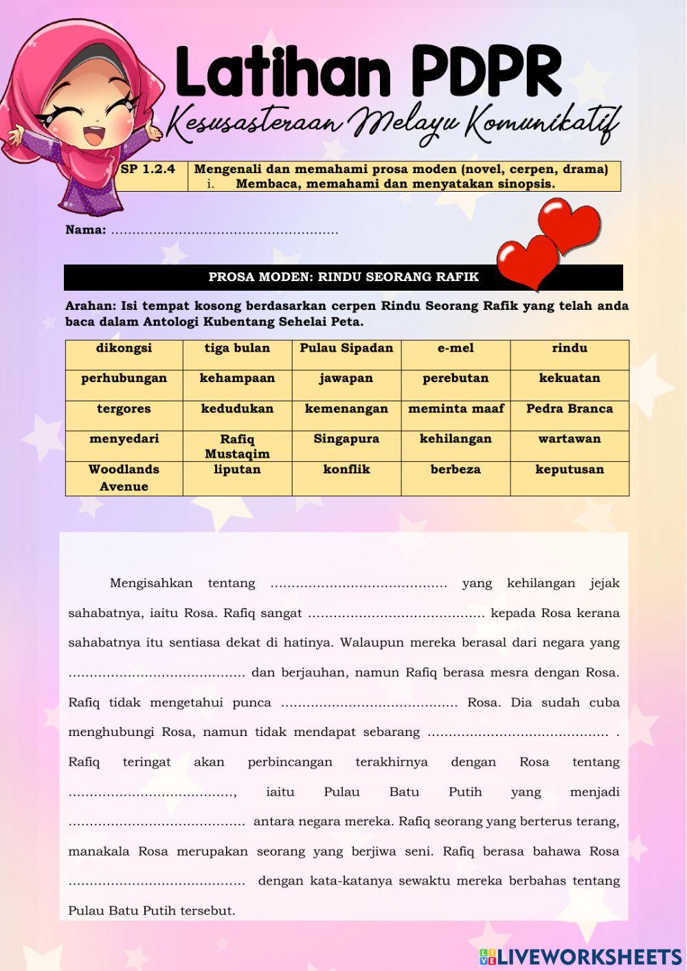 LATIHAN PDPR KMK T5 RINDU SEORANG RAFIK