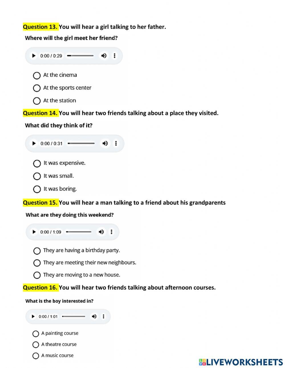 KET Listening Sept 23rd