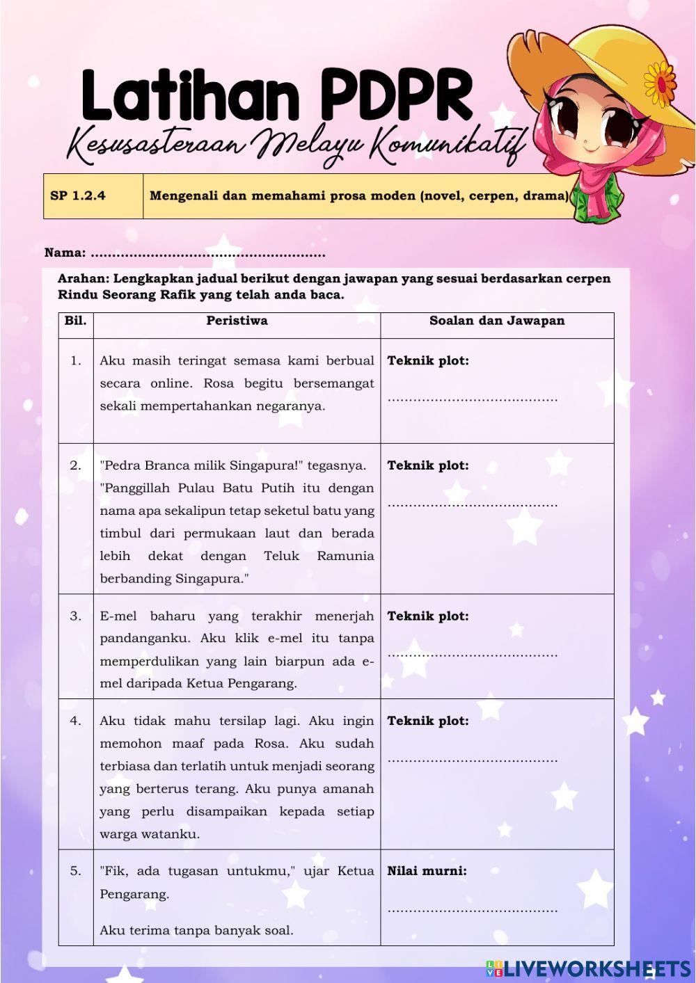  LATIHAN 2 PDPR KMK T5 RINDU SEORANG RAFIK