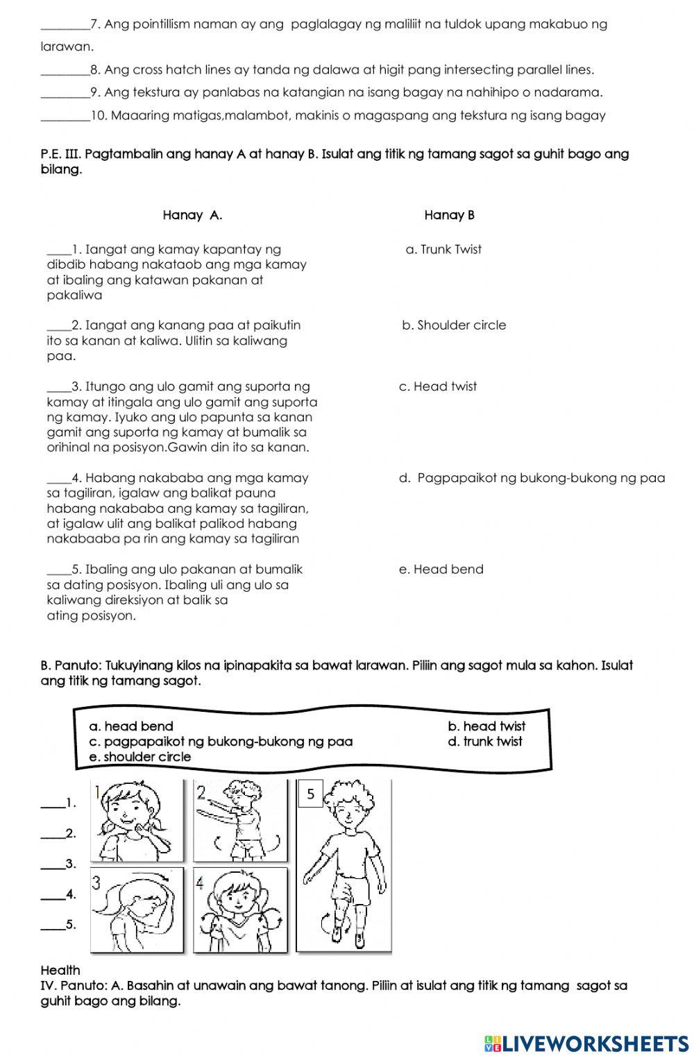 Summative test in mapeh