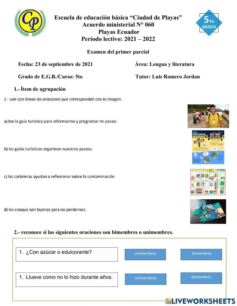 Examen primer pacial