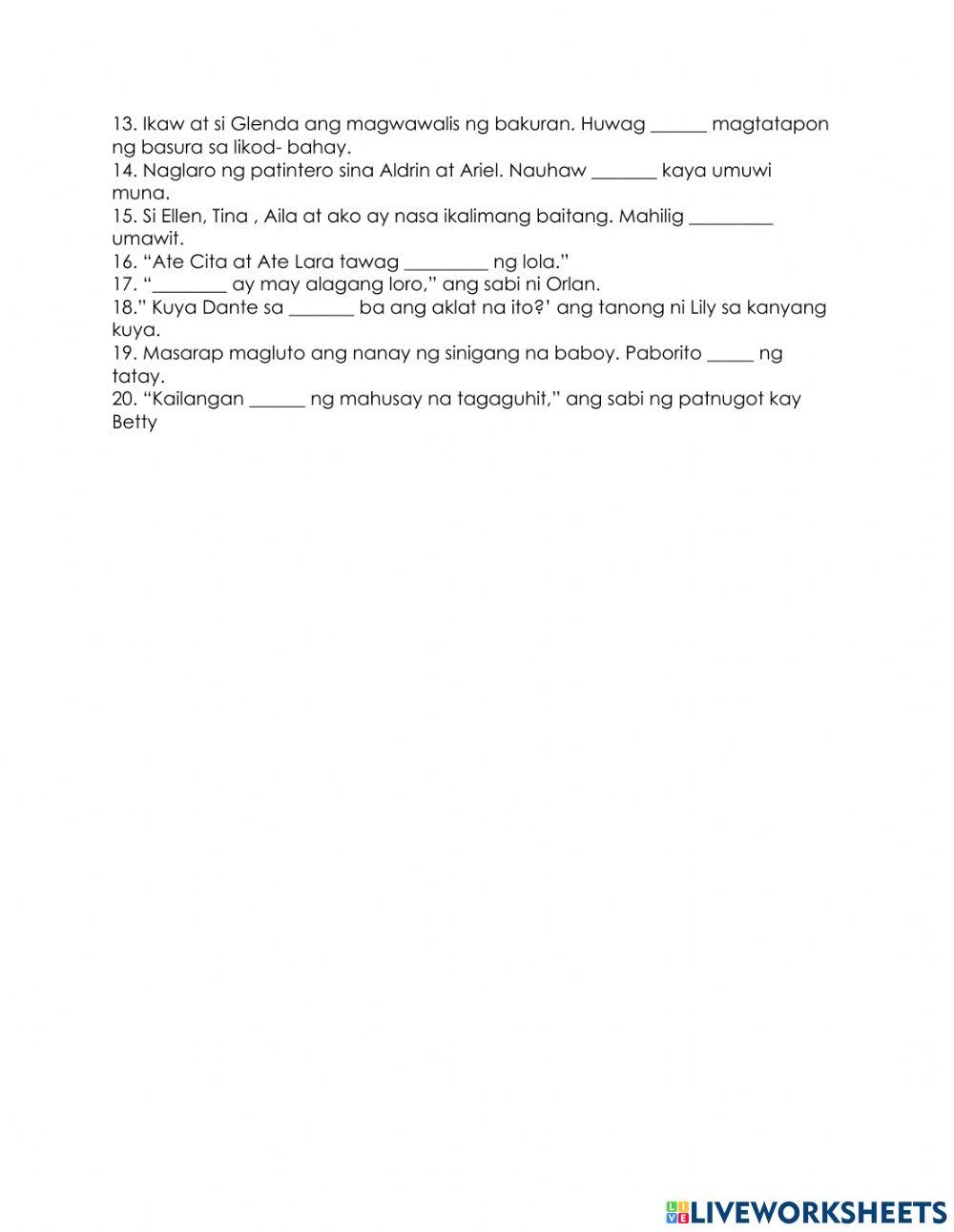 Summative Test in Filipino