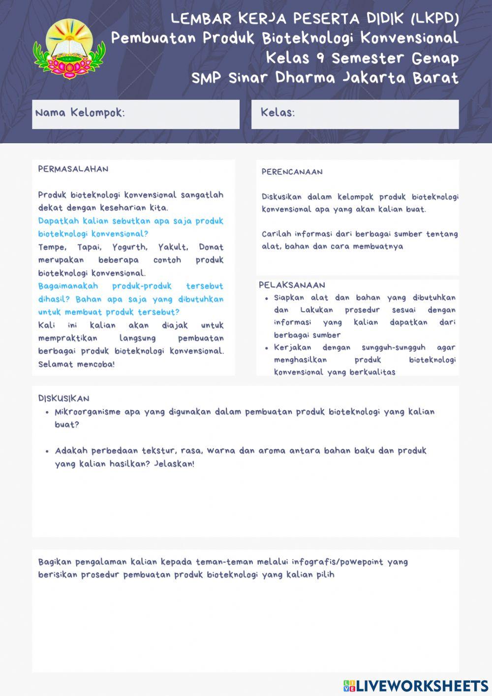 LKPD Pembuatan Produk Bioteknologi Konvensional