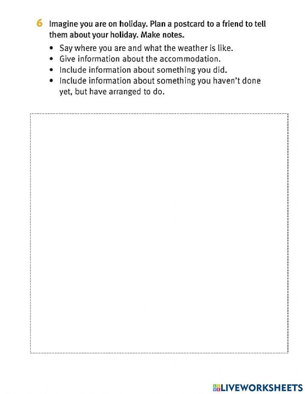 Writing online exercise for 7 live worksheets