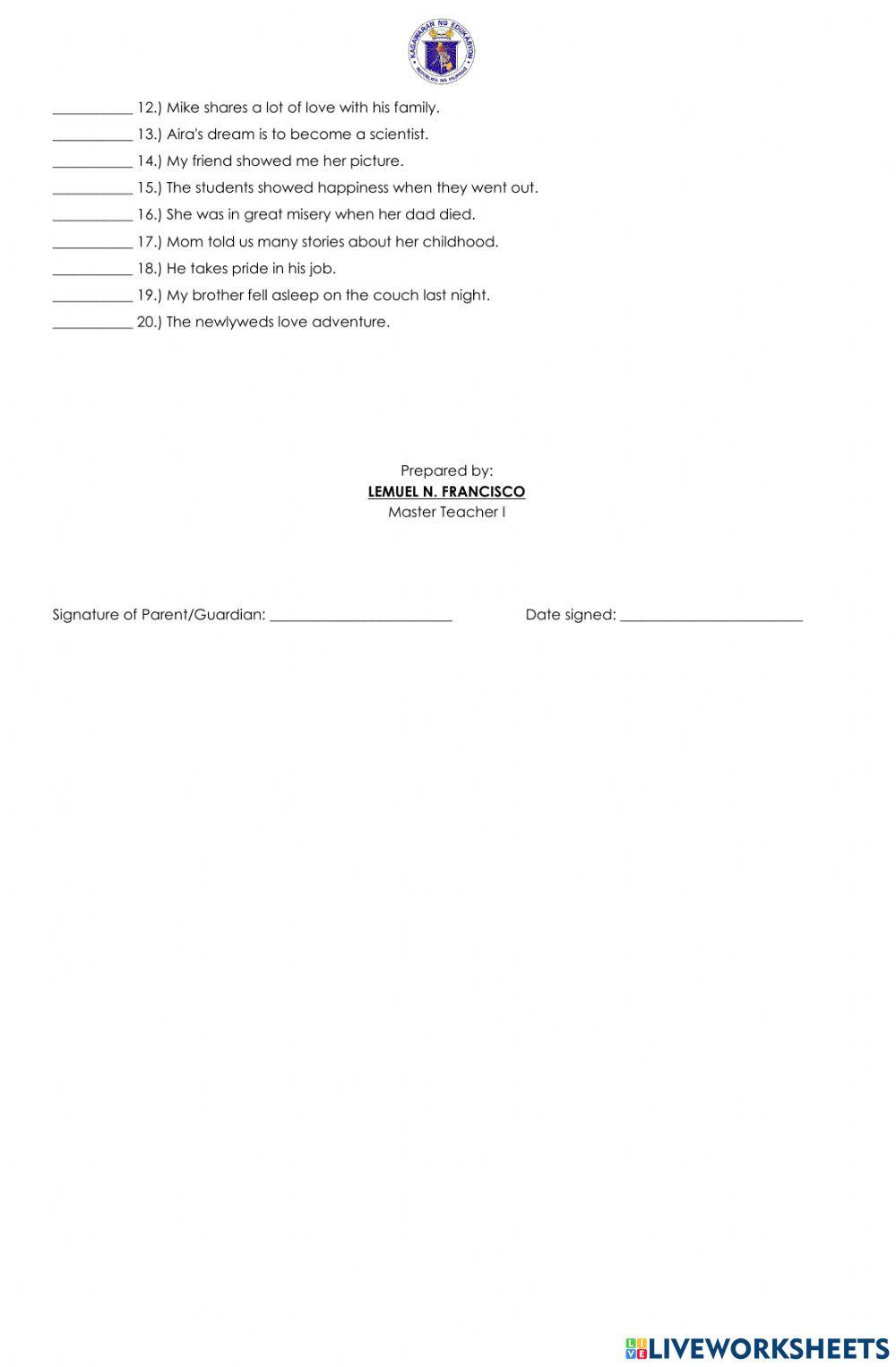 English 4-summative test 1