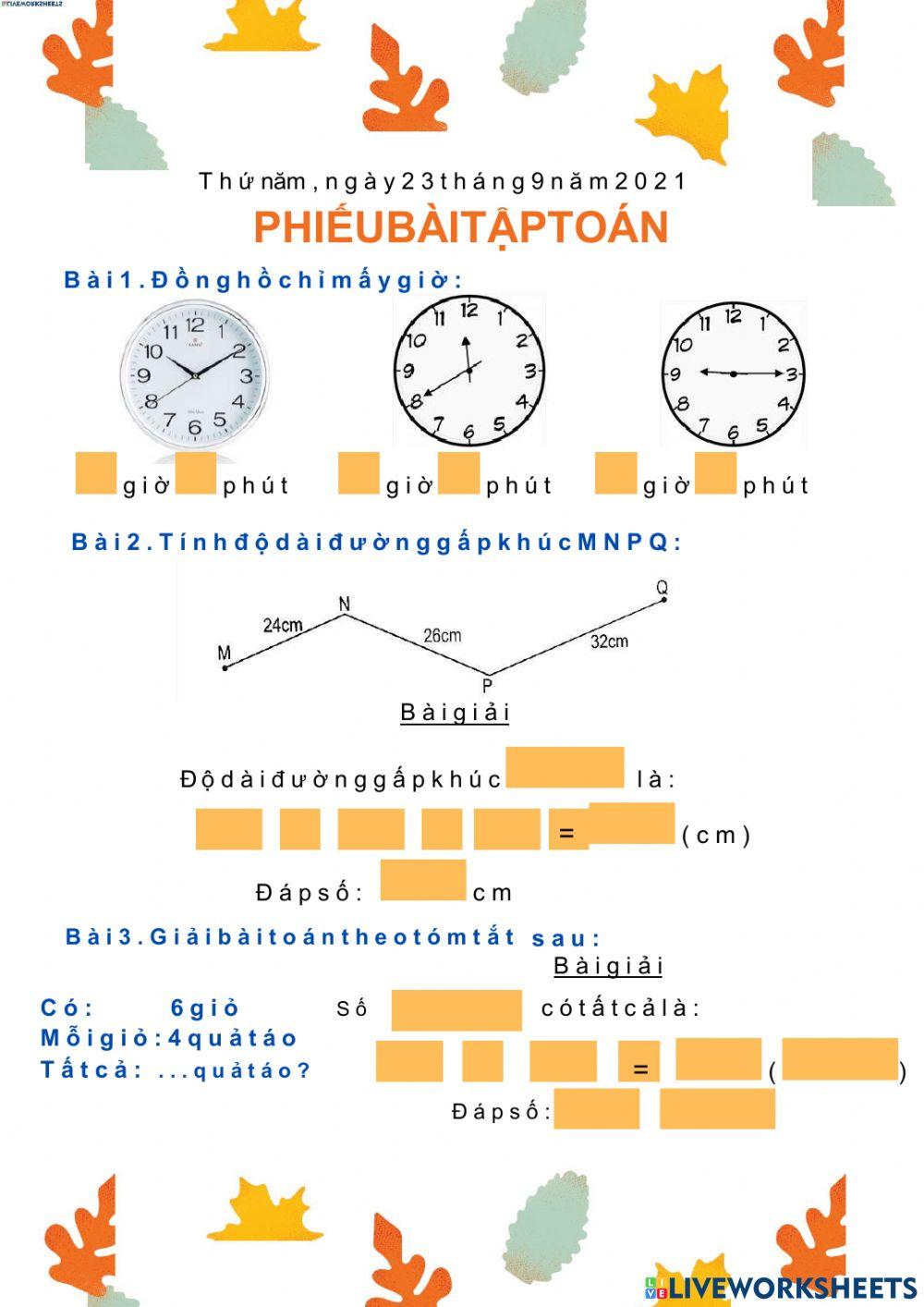 Bài luyện toán ngày thứ năm 23-9